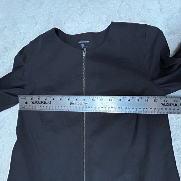 Eileen Fisher Womens Small Full Zip Long Sleeve Basic Jacket Black Ramie Blend - Picture 7 of 9